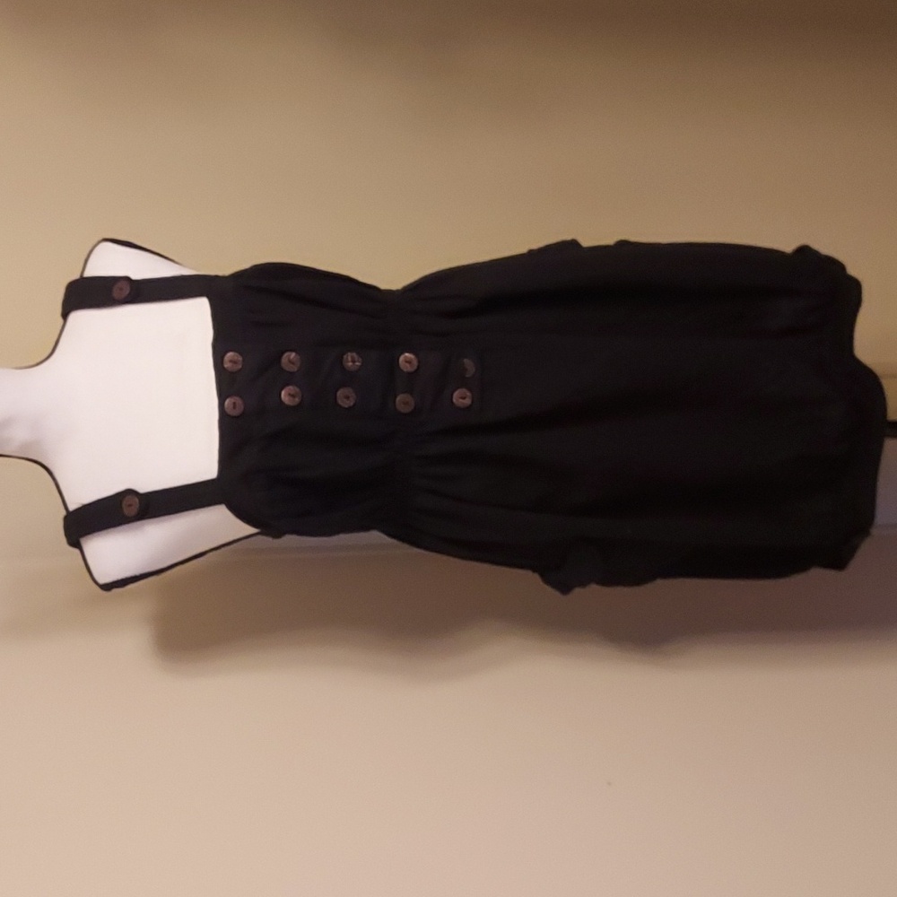 Jamie Nicole Black Linen Overalls Dress